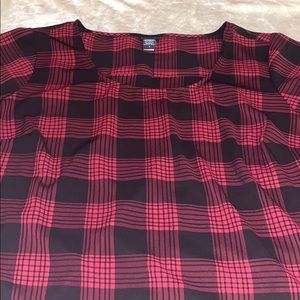 Torrid blouse - plaid print with lace size 3